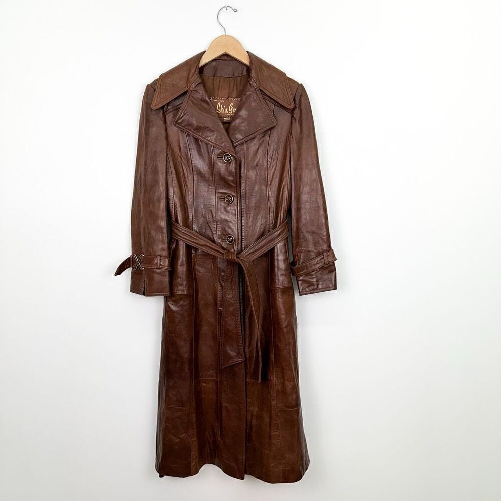 Skin Gear Napa Y Ante Vintage Women’s Supple Butter Soft Cognac Leather Trench C